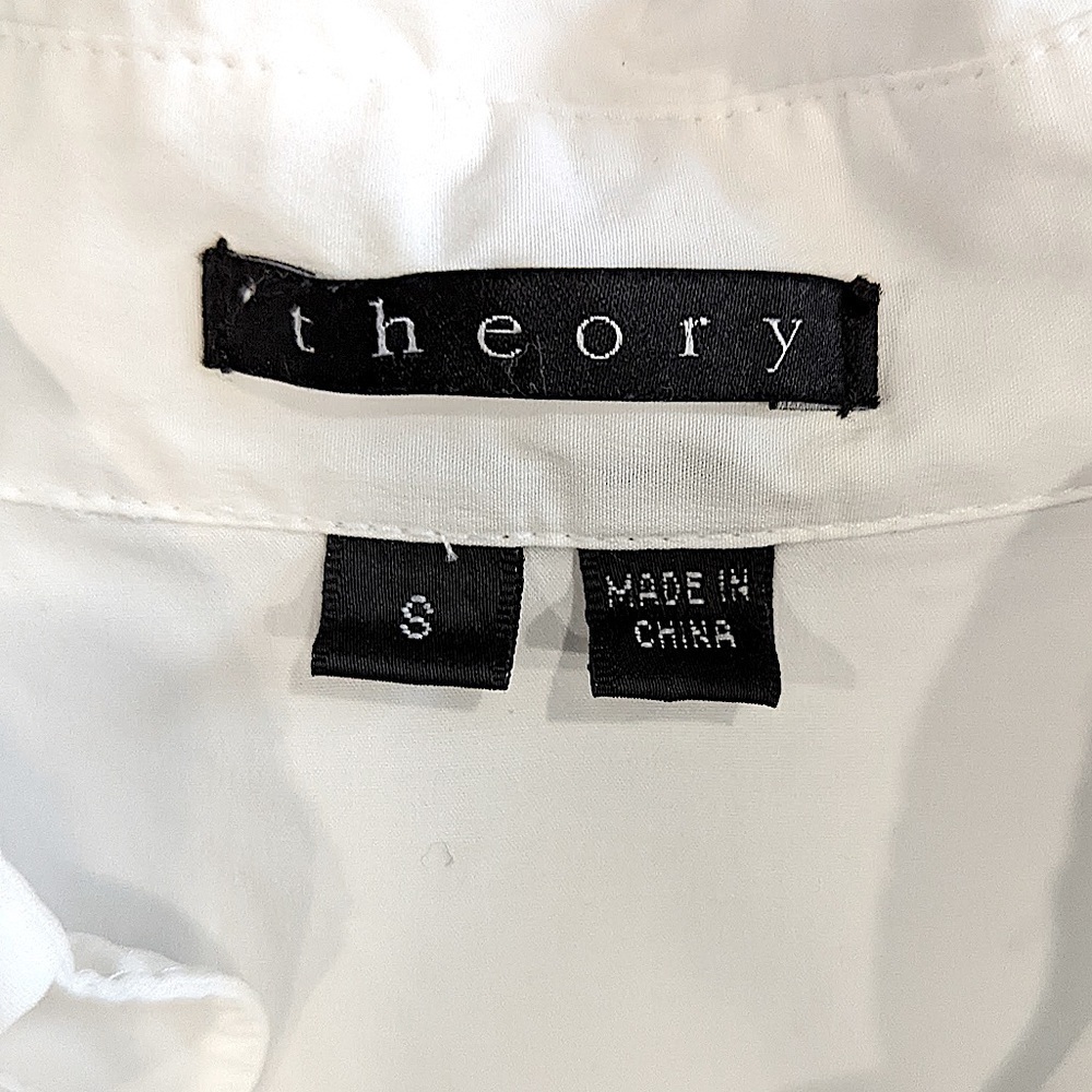THEORY White Sleeveless Smocked Detail Blouse Size Small - Picture 5 of 8